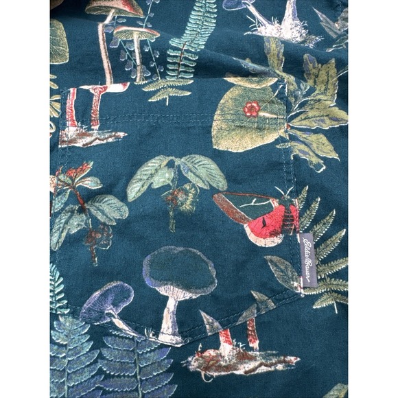 Eddie Bauer Shirt Mens X-Large Green Mushroom Nature Classic Fit Cottagecore - Picture 2 of 8